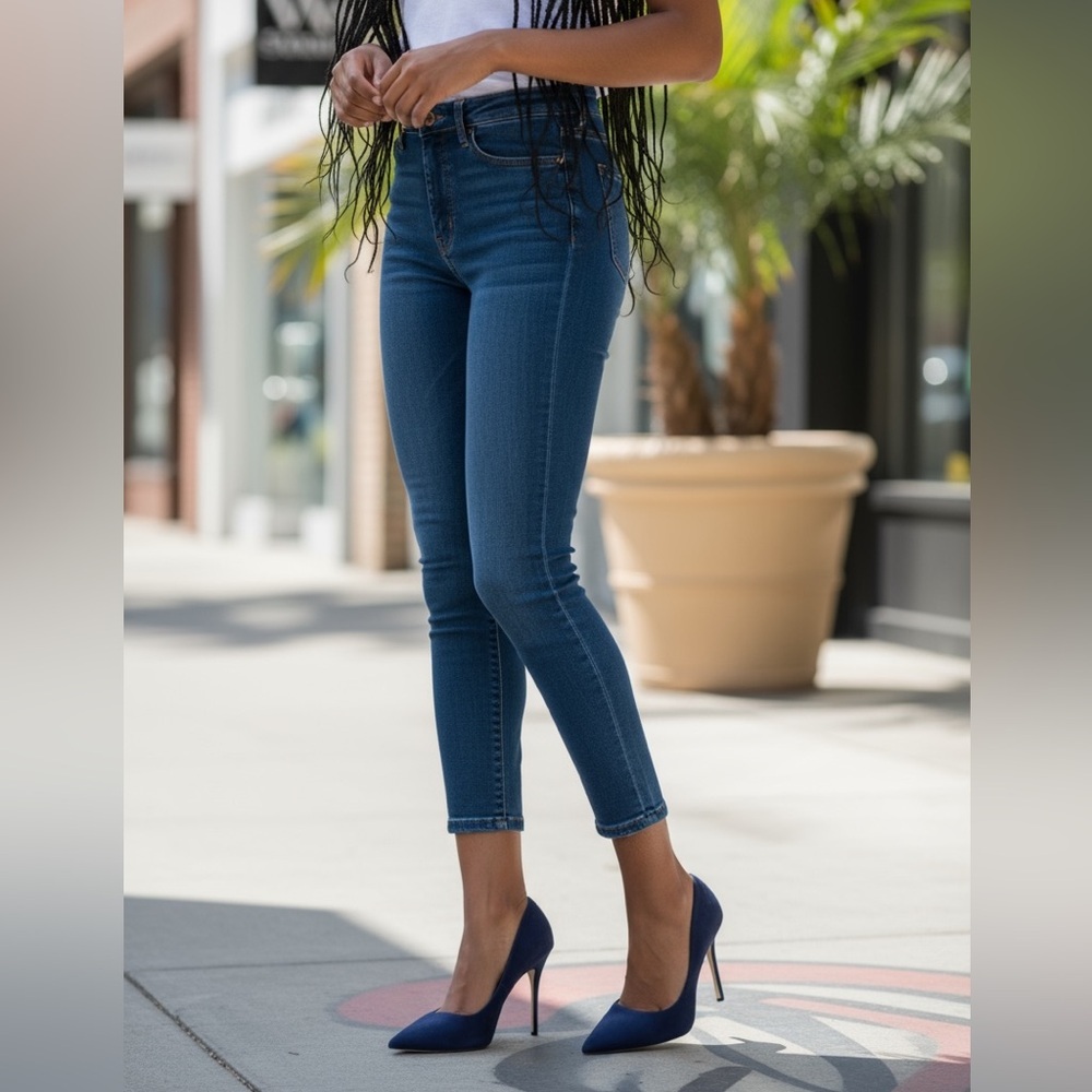 Massimo Matteo 90MM Pointy Toe Pump Stiletto  Heel Navy Blue Suede Sz 7M - Picture 9 of 10